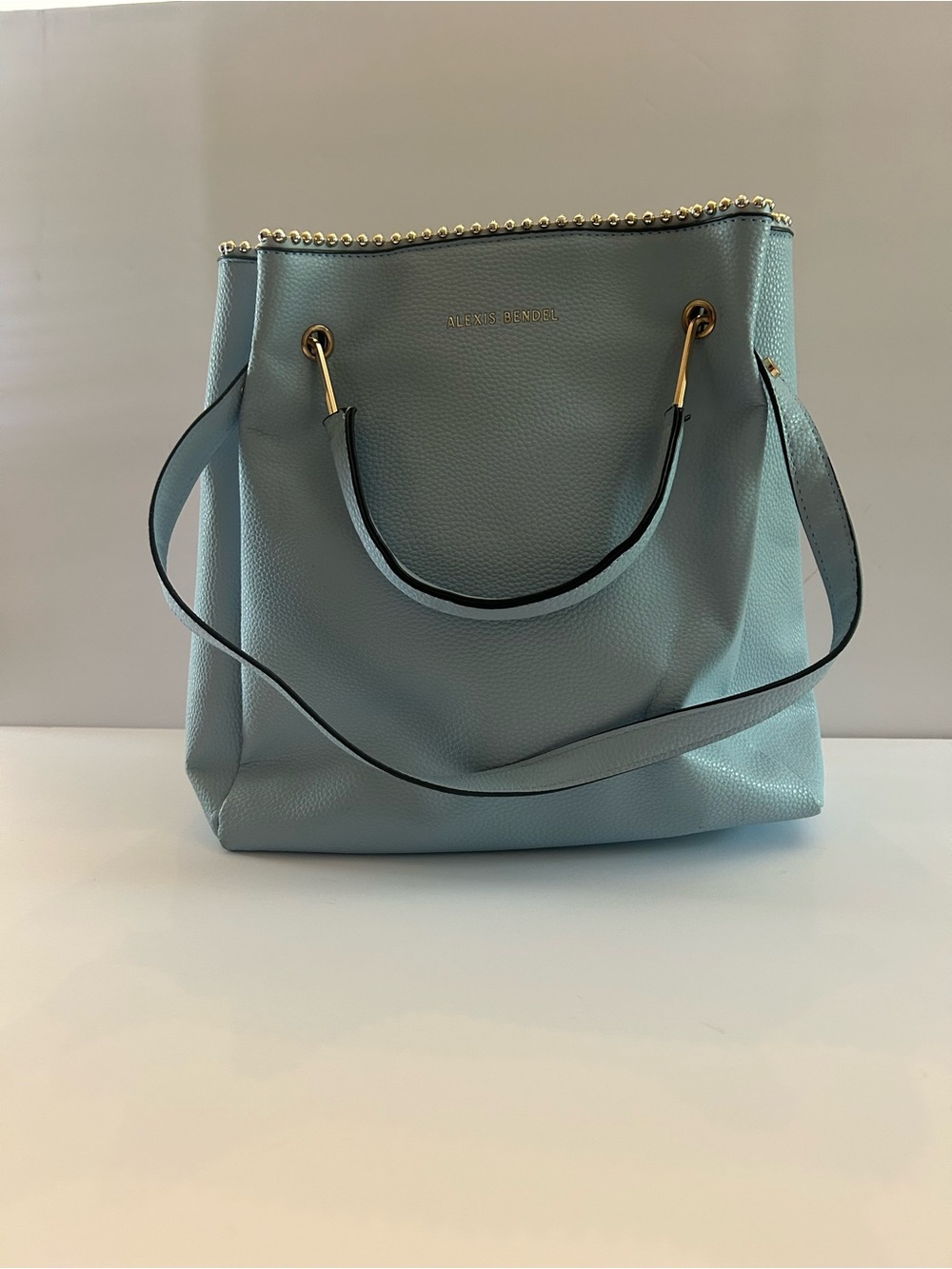Alexis Benoit Sky Blue Pebbled Leather Shoulder Bag